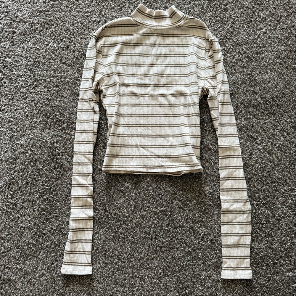 Striped Long Sleeve Turtleneck Top